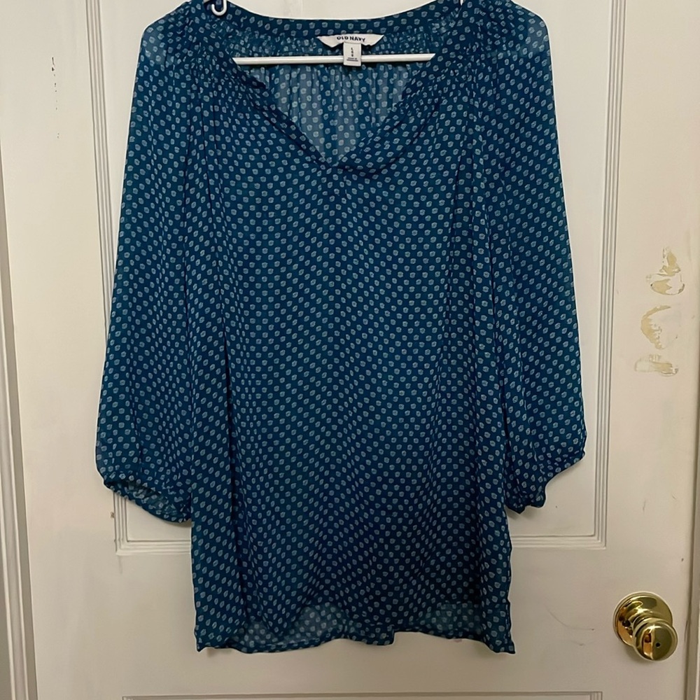 Old Navy Blue Design See Through Top
